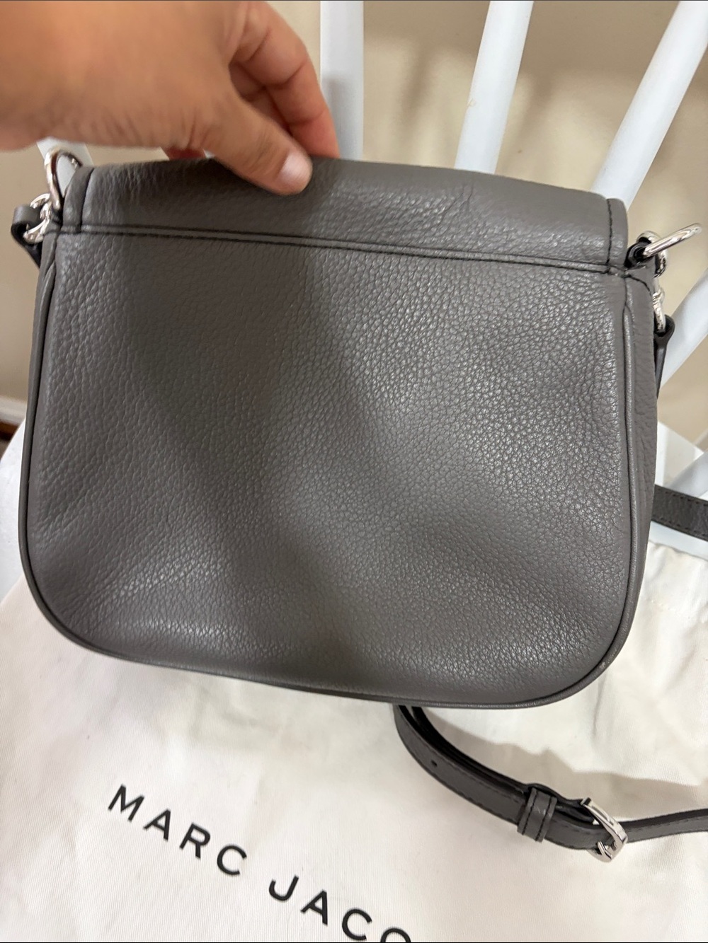 Marc Jacobs Dark Gray Pebbled Leather Saddle Crossbody - Picture 11 of 15
